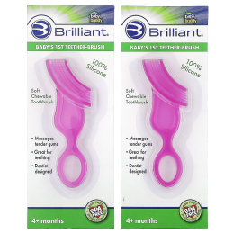Baby Buddy, Brilliant, первая щетка для прорезывания зубов, розовая, от 4 месяцев, 2 шт.