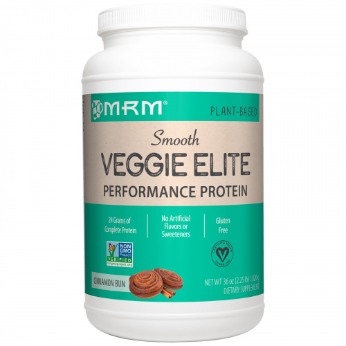 MRM, Smooth Veggie Elite, мощный протеин, со вкусом булочки с корицей, 1020 г
