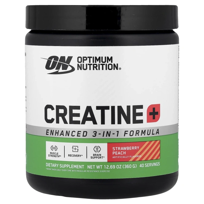 Optimum Nutrition, Creatine +, клубника и персик, 360 г (12,69 унции)