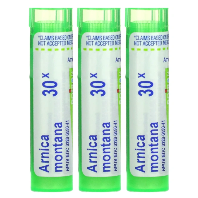 Boiron, Арника 30X, 3 тюбика, приблизительно по 80 быстрорастворимых пастилок в каждом