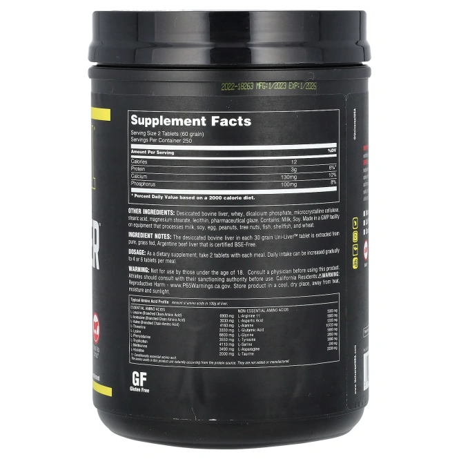 Animal, Uni-Liver, добавка из высушенной печени, 500 таблеток