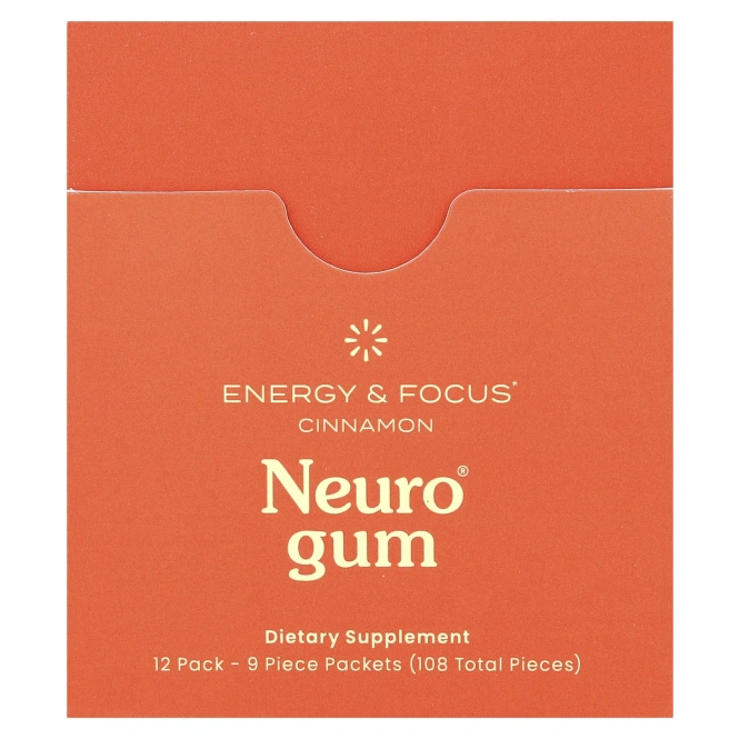 NeuroGum, Energy & Focus, корица, 12 пакетиков по 9 шт.
