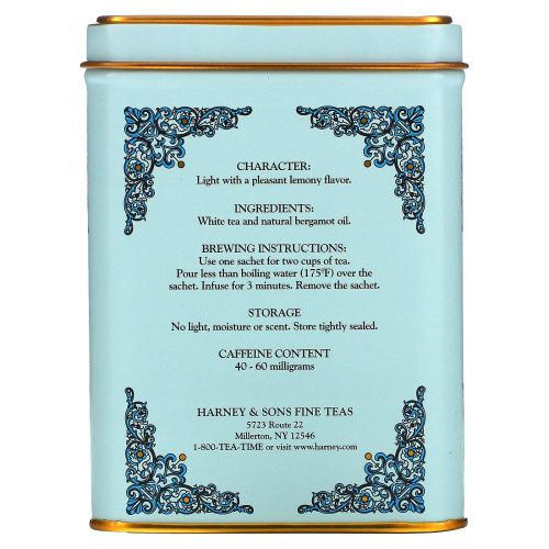 Harney & Sons, Зимний белый чай "Эрл Грей", 20 пакетиков, 0.9 унций (26 г)