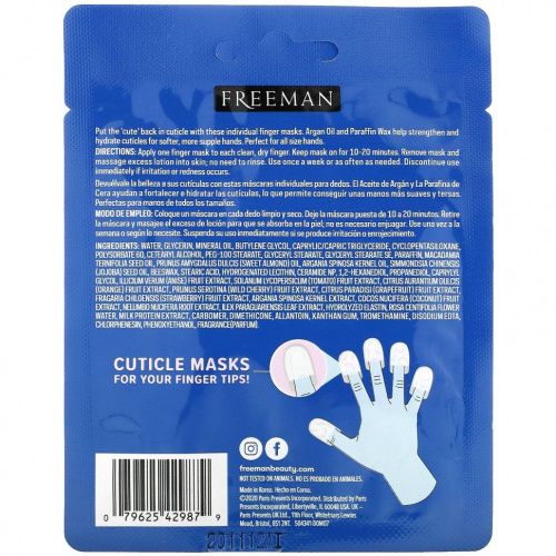 Freeman Beauty, Silky Hands, маска для кутикулы, 1 пара, 5 мл (0,17 жидк. Унции)