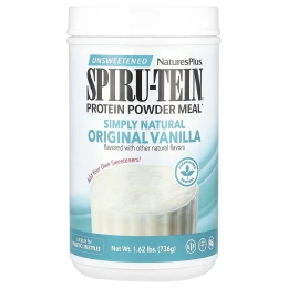 Nature's Plus, Сыворотка Spiru-Tein, питание с высоким содержанием белка, со вкусом простой настоящей ванили, несладкая, 740 г