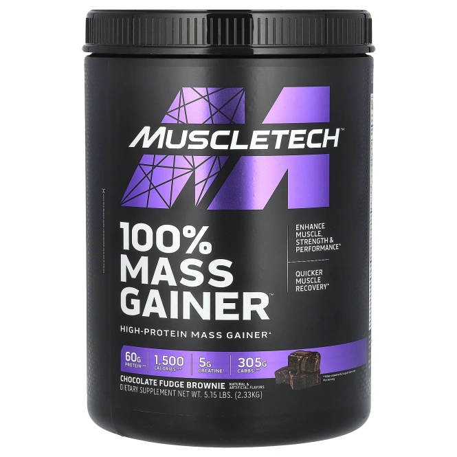Muscletech, 100% Mass Gainer Брауни с шоколадной помадкой 5,15 фунтов