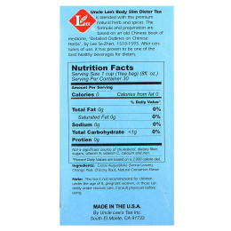 Uncle Lee's Tea, диетический чай для стройного тела, со вкусом корицы, без кофеина, 30 чайных пакетиков, 60 г (2,12 унции)
