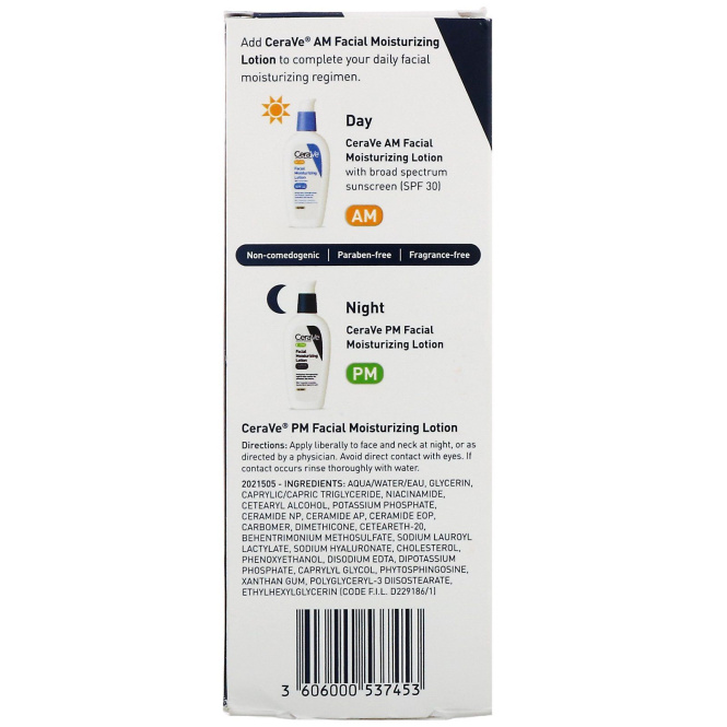 CeraVe, Ночной увлажняющий лосьон для лица, 89 мл (3 жидк. унции)