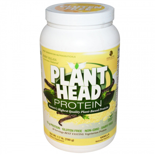 Genceutic Naturals, Протеин Plant Head, ванильный вкус, 1,7 фунта (780 г)