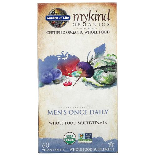 Garden of Life, MyKind Organics, для мужчин, раз в день, цельнопищевой мультивитамин, 60 веганских таблеток