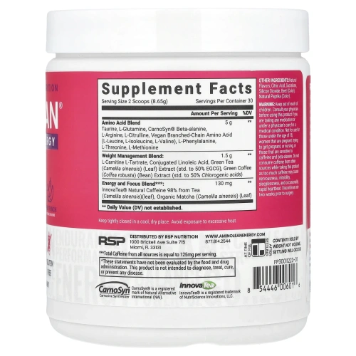 RSP Nutrition, Энергетическая формула Amino Lean, фруктовый заряд, 8,25 унц. (234 г)