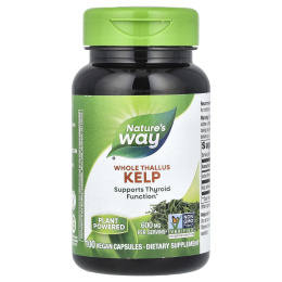 Nature's Way, Kelp, Целый слоевище, 600 мг, 100 веганских капсул