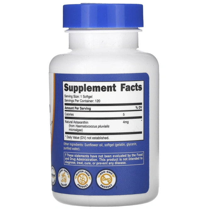 Nutricost, астаксантин, 4 мг, 120 капсул