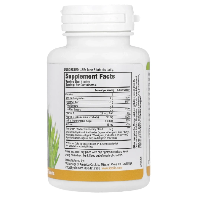 Kyolic, Kyo-Green фитонутриентный источник, энергия, 180 таблеток