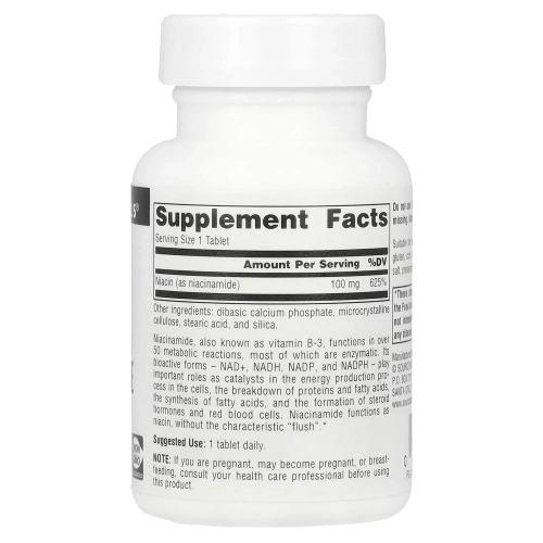 Source Naturals, Ниацинамид B3, 100 мг, 100 таблеток