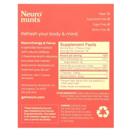 NeuroGum, NeuroMints, энергия и концентрация, корица, 6 пакетиков по 12 шт.