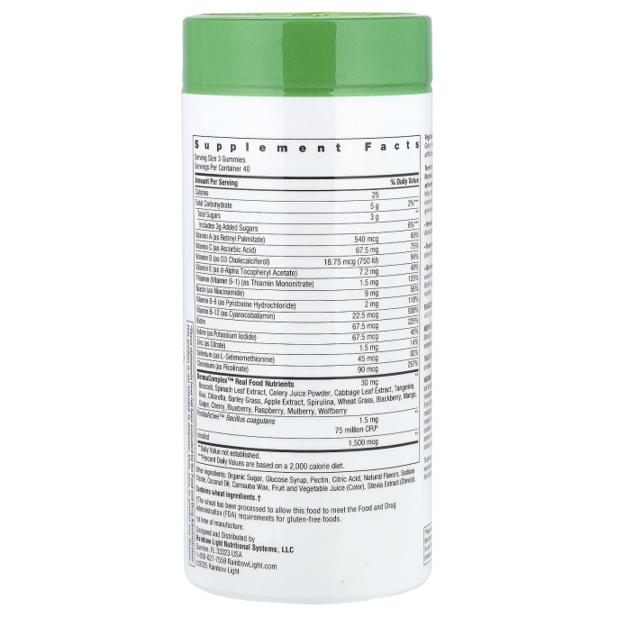 Rainbow Light, жевательные мультивитамины для подростков+, вкусная голубика, 120 жевательных таблеток