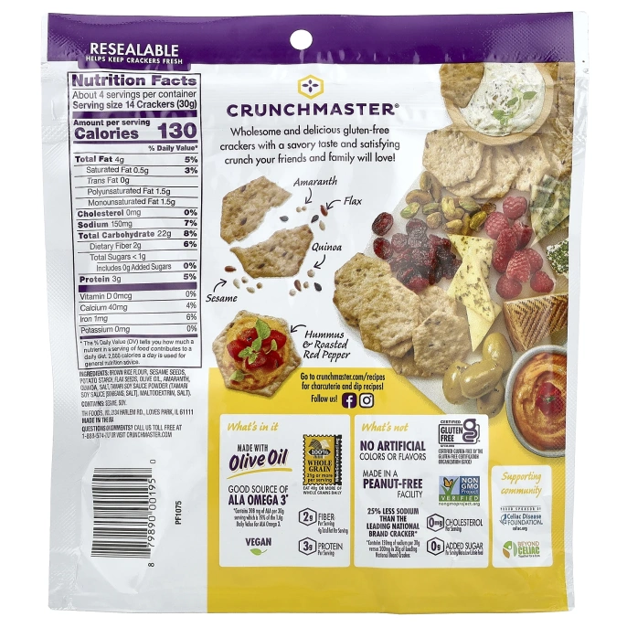 Crunchmaster, Multi-Seed, хрустящие рисовые крекеры, оригинальные, 113 г (4 унции)
