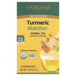 VAHDAM India, Infusions, травяной чай, куркума и матча, 18 пакетиков для заваривания, 27 г (0,95 унции)