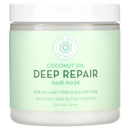 Pure Body Naturals, Кокосовое масло, маска для глубокого восстановления волос, 260 мл (8,8 жидк. унции)