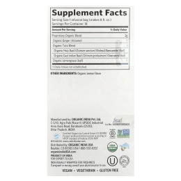 Organic India, чай тулси с лимоном и имбирем, без кофеина, 18 пакетиков для заваривания, 36 г (1,27 унции)