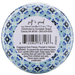 European Soaps, Urbana, свеча со смесью сои, соль + песок, 2,5 унц. (70 г)