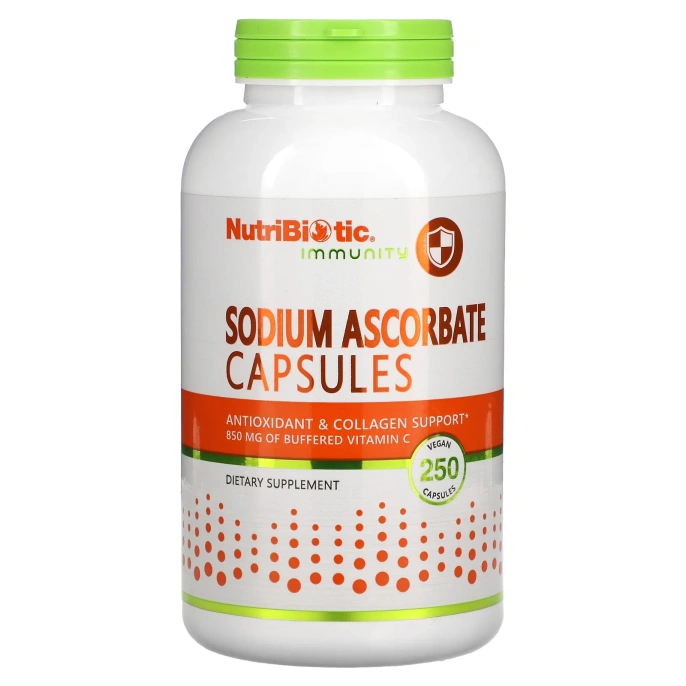 NutriBiotic, Immunity, аскорбат натрия, 250 растительных капсул