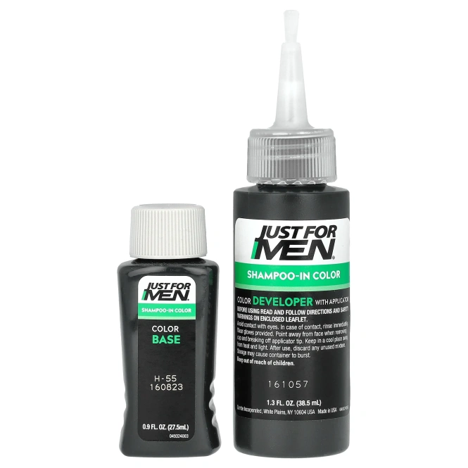 Just for Men, шампунь для окрашивания, черный H-55, набор для одноразового окрашивания волос