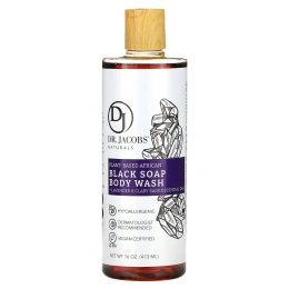 Dr. Jacobs Naturals, Африканское черное мыло для душа на растительной основе, эфирные масла лаванды и мускатного шалфея, 473 мл (16 унций)