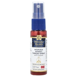 Manuka Health, Медовый спрей для горла Manuka с прополисом, MGO 400+, 0,67 жидк. унц.