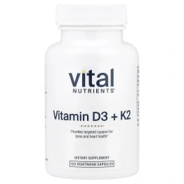 Vital Nutrients, Витамины D3 и K2, 120 вегетарианских капсул