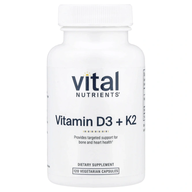 Vital Nutrients, Витамины D3 и K2, 120 вегетарианских капсул