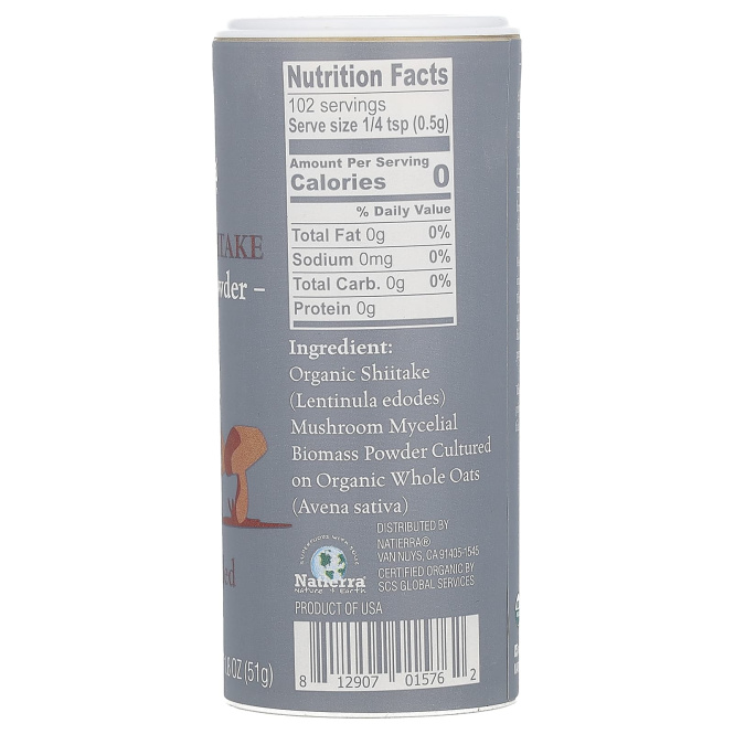 Natierra, органический гриб шиитаке, 51 г (1,8 унции)