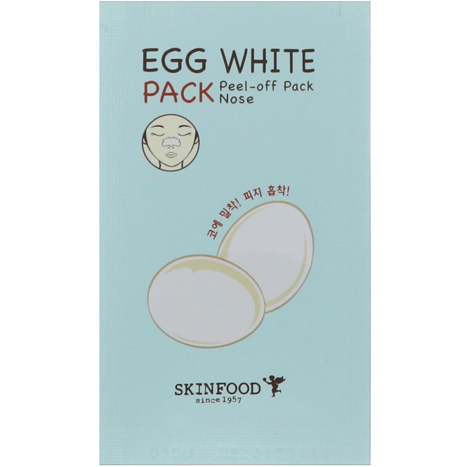 Skinfood, Маска с яичным белком, Маска-пилинг для носа, лба, подбородка, 10 листов