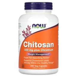 NOW Chitosan 500 mg, 240 вегетарианских капсул