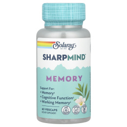 Solaray, Sharpmind ™ Memory с шалфеем Cognivia®, готу кола и грибами чага, 60 вегетарианских капсул