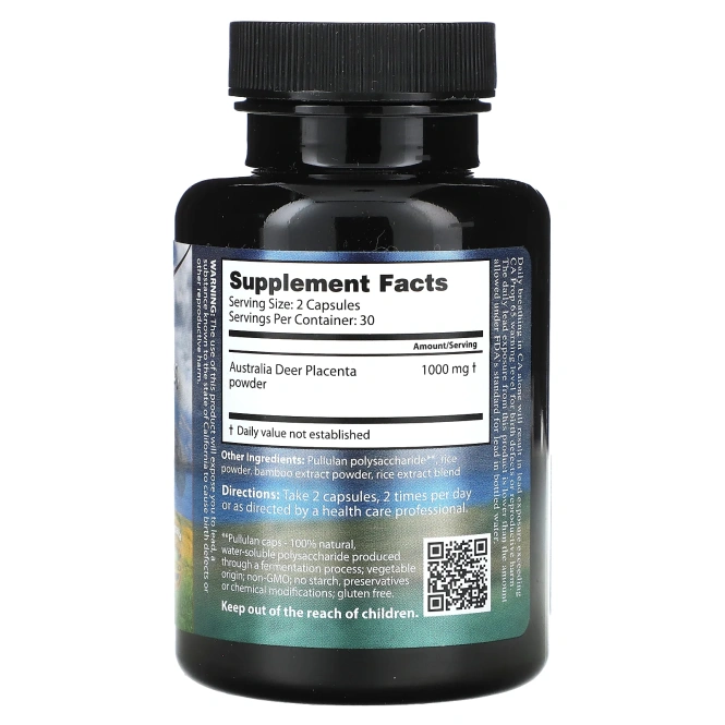 Dragon Herbs, Плацента оленя, 500 мг, 60 капсул