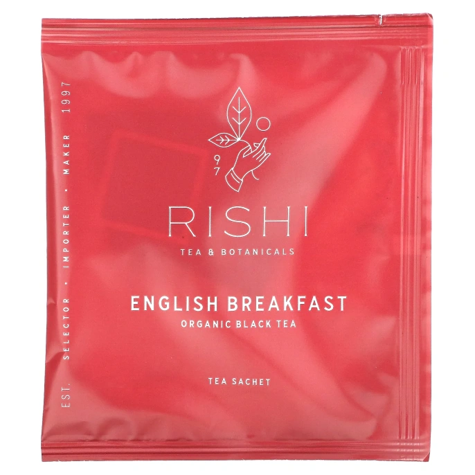 Rishi Tea, Органический черный чай, английский завтрак, 15 пакетиков, 48 г (1,69 унции)
