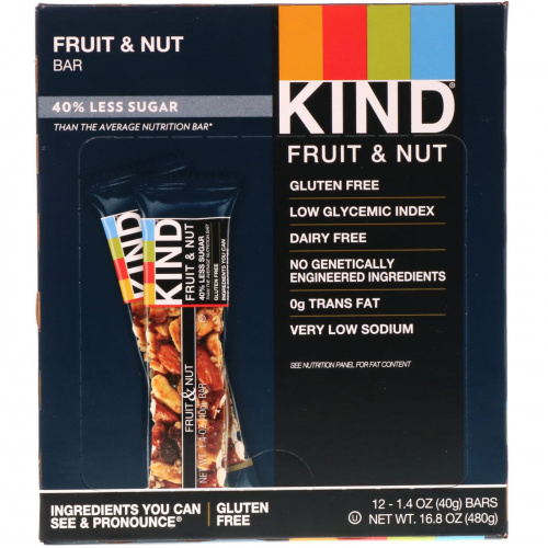 KIND Bars, Fruit & Nut Bar, 12 Bars, 1.4 oz (40 g) Each