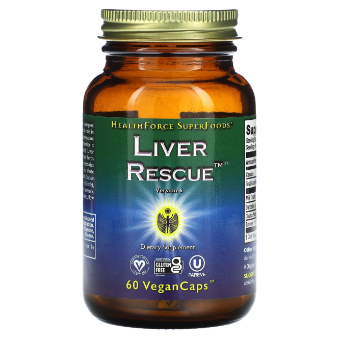 HealthForce Superfoods, Liver Rescue, версия 6, 60 веганских капсул
