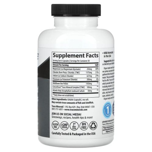 Trace Minerals ®, TM Ancestral, цельные пищевые минералы, 642 мг, 180 капсул