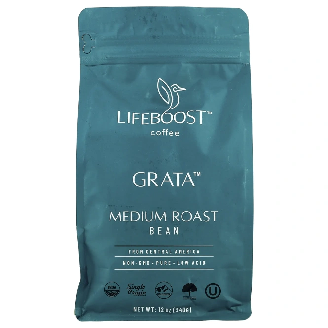 Lifeboost, Кофе Grata ™, в зернах, средней обжарки, 340 г (12 унций)