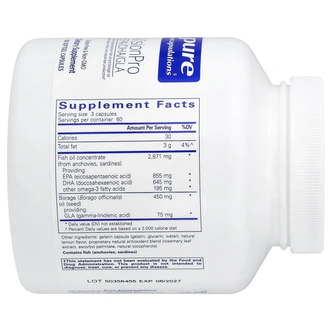Pure Encapsulations, VisionPro EPA DHA GLA, 180 Softgel Capsules