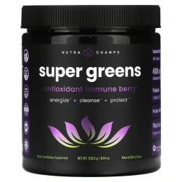 NutraChamps, Super Greens, ягоды с антиоксидантами и иммунитетом, натуральные ягоды, 253,5 г (8,94 унции)