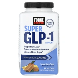 Force Factor, Super GLP-1™ Support, лимон и цитрус, 60 жевательных таблеток