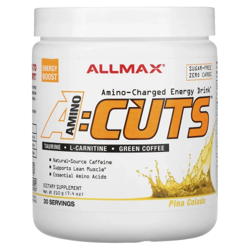 ALLMAX Nutrition, AMINOCUTS (ACUTS), аминокислоты с разветвленной цепью для потери веса (КЛК + Таурин + Зеленый кофе), пина-колада, 210 г (7,4 унц.)