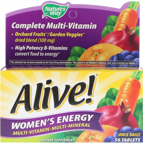 Nature's Way, Alive! Женская Энергия, Мультивитамины - Мультиминералы, 50 таблеток