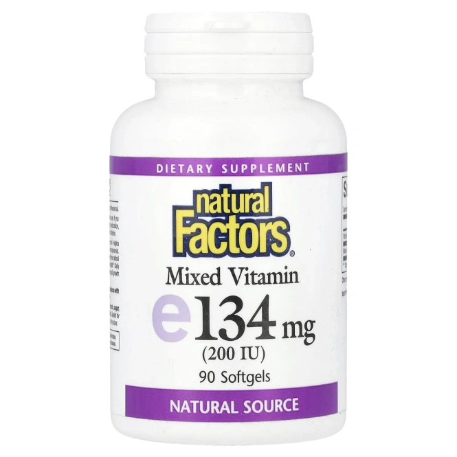 Natural Factors, Смешанный витамин E 200 МЕ, Витамин E, 90 желатиновых капсул