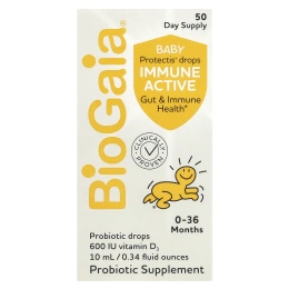 BioGaia, Baby Protectis капли, для иммунитета, 0–36 месяцев, 600 МЕ, 10 мл (0,34 жидк. унц.)