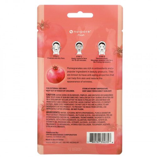 Nu-Pore, Best Self Forward Sheet Mask, Pomegranate, 1 Sheet